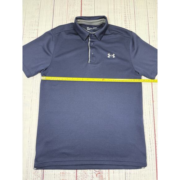 Under Armor Polo Shirt Men's Size M Loose Fit Short Sleeve Blue Golf Casual - Picture 6 of 6